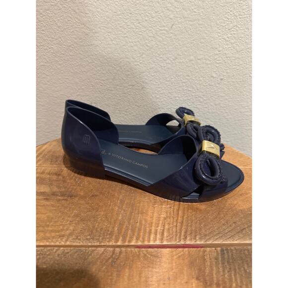 VITORINO Campos for Melissa Women's Seduction Open Toe Flats size 7 blue - Picture 1 of 7